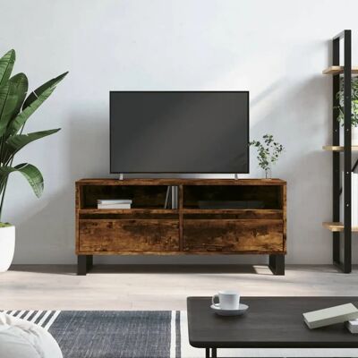 vidaXL TV-Schrank Rauch Eiche 100x34,5x44,5 cm Spanplatte - TV Schrank vidaXL TV-Schrank Rauch Eiche 100x34,5x44,5 cm Spanplatte - TV Schrank