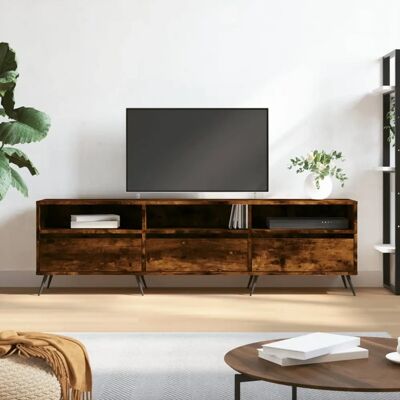 vidaXL TV Schrank - Rauch Eiche - 6 Fächer - TV Möbel vidaXL TV Schrank - Rauch Eiche - 6 Fächer - TV Möbel