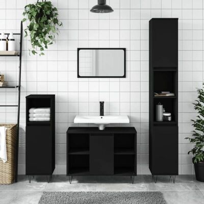 vidaXL Badeværelsesskab sort 30x30x100 cm Ingeeniørtræ - Badeværelsesopbevaring vidaXL Badeværelsesskab sort 30x30x100 cm Ingeeniørtræ - Badeværelsesopbevaring