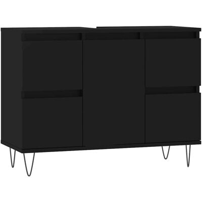 vidaXL Badeværelse Skab 80x33x60 cm Ingeeniørtræ - Sort vidaXL Badeværelse Skab 80x33x60 cm Ingeeniørtræ - Sort