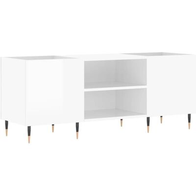 vidaXL Platenschaak Kast Hoogglans Wit 121x38x48 cm Gestructureerd in engineering hout - Record Cabinet vidaXL Platenschaak Kast Hoogglans Wit 121x38x48 cm Gestructureerd in engineering hout - Record Cabinet