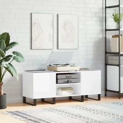 vidaXL Armoire à disques blanc brillant - Buffet de rangement - Publicité vidaXL Armoire à disques blanc brillant - Buffet de rangement - Publicité