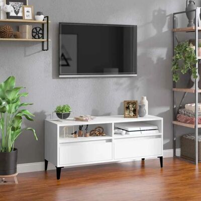 Buffet TV blanc vidaXL 100x34,5x44,5 cm - Unité de stockage - Meuble média - Publicité Buffet TV blanc vidaXL 100x34,5x44,5 cm - Unité de stockage - Meuble média - Publicité