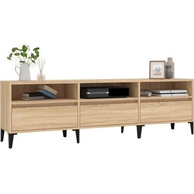 vidaXL Meuble TV chêne Sonoma - 150x30x44,5 cm Rangement média - Publicité vidaXL Meuble TV chêne Sonoma - 150x30x44,5 cm Rangement média - Publicité