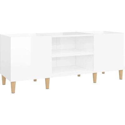 vidaXL Biały połyskowy regał na płyty - 121x38x48 cm - Przechowywanie winyli vidaXL Biały połyskowy regał na płyty - 121x38x48 cm - Przechowywanie winyli