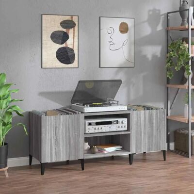 vidaXL Graues Sonoma Record Cabinet - 121x38x48 cm - Büro Vinyl Aufbewahrung vidaXL Graues Sonoma Record Cabinet - 121x38x48 cm - Büro Vinyl Aufbewahrung
