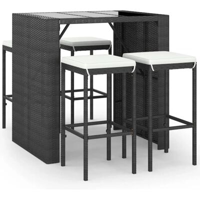 vidaXL Gartenbar-Set Schwarz 5-tlg. mit Kissen vidaXL Gartenbar-Set Schwarz 5-tlg. mit Kissen