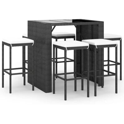 vidaXL Gartenbar-Set - 6 Stühle, Rechteck, Schwarz vidaXL Gartenbar-Set - 6 Stühle, Rechteck, Schwarz