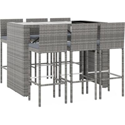 Vidaxl Gartenbar-Set - Wetterfestes Rattan, Stahl, Glas - 6 Sitzplätze Vidaxl Gartenbar-Set - Wetterfestes Rattan, Stahl, Glas - 6 Sitzplätze