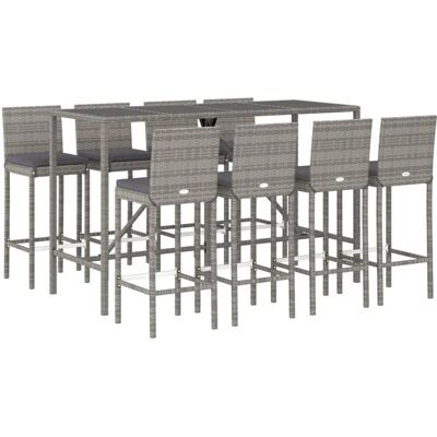 Maisonchic Gartenbar-Set - 9-tlg mit Kissen - Grau Maisonchic Gartenbar-Set - 9-tlg mit Kissen - Grau