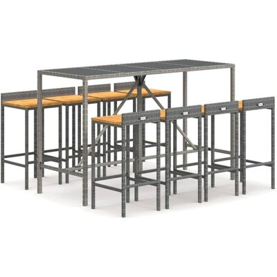 vidaXL Garten Bar Set Grau Poly Rattan & Massivholz Akazie - Garten Bar Set vidaXL Garten Bar Set Grau Poly Rattan & Massivholz Akazie - Garten Bar Set