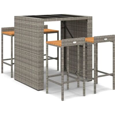 vidaXL Gartenmöbelset - Grau - 5-teiliges Bar-Set vidaXL Gartenmöbelset - Grau - 5-teiliges Bar-Set