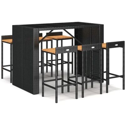 vidaXL Gartenbar-Set Schwarz Poly Rattan & Massivholz - Gartenmöbel vidaXL Gartenbar-Set Schwarz Poly Rattan & Massivholz - Gartenmöbel