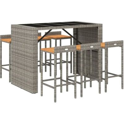 vidaXL Graues Gartenbar-Set mit Tisch & Hockern - Outdoor-Möbel vidaXL Graues Gartenbar-Set mit Tisch & Hockern - Outdoor-Möbel
