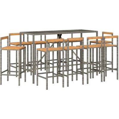 vidaXL Garten Bar Set Grau Poly Rattan & Massivholz Akazie - Gartentisch und Stühle vidaXL Garten Bar Set Grau Poly Rattan & Massivholz Akazie - Gartentisch und Stühle