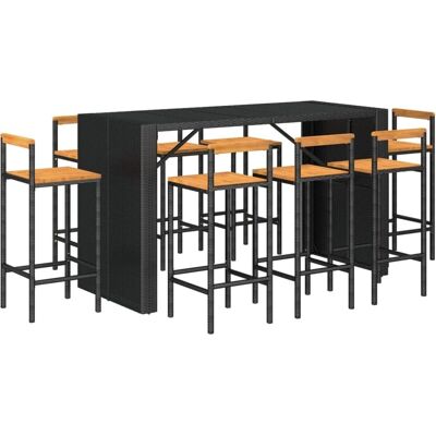 vidaXL Gartentisch- und Stuhlset Schwarz Poly Rattan & Massivholz vidaXL Gartentisch- und Stuhlset Schwarz Poly Rattan & Massivholz