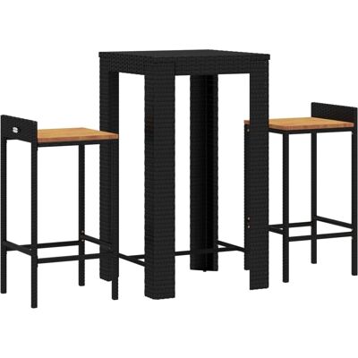 vidaXL - Bar Set 3pc - Acacia - Rattan PE - Bar Table vidaXL - Bar Set 3pc - Acacia - Rattan PE - Bar Table