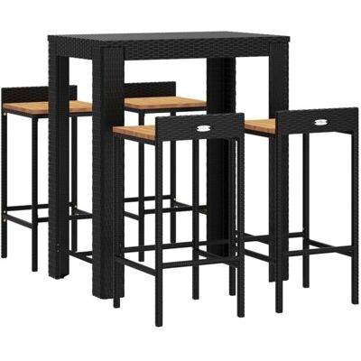 vidaXL Gartentisch- und Stuhlset Schwarz Poly Rattan & Massivholz vidaXL Gartentisch- und Stuhlset Schwarz Poly Rattan & Massivholz