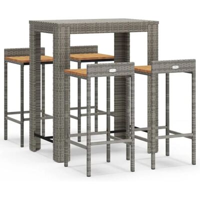 vidaXL Grau 5-teiliges Gartentisch- und Hocker-Set vidaXL Grau 5-teiliges Gartentisch- und Hocker-Set