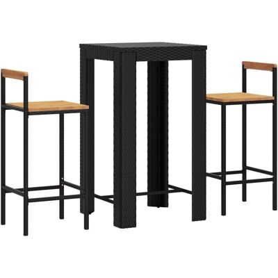 MAISONCHIC - Garten Bar Set - Schwarz - Akazie PE Rattan MAISONCHIC - Garten Bar Set - Schwarz - Akazie PE Rattan