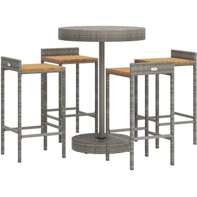 vidaXL Gartengrill-Set Grau Poly Rattan & Massivholz - Gartenbar-Set vidaXL Gartengrill-Set Grau Poly Rattan & Massivholz - Gartenbar-Set