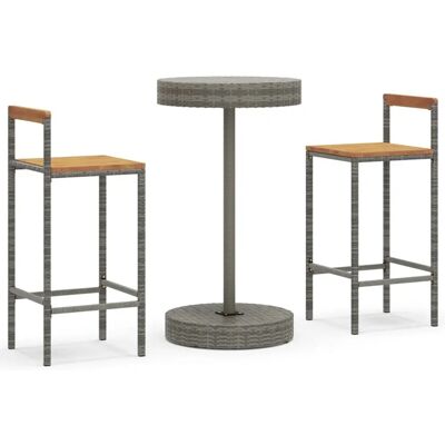 vidaXL Gartenmöbel-Set 3-teilig Grau Poly Rattan vidaXL Gartenmöbel-Set 3-teilig Grau Poly Rattan