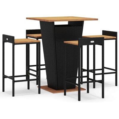 vidaXL Gartentisch- und Barhocker-Set - 1 Tisch, 4 Hocker - Wetterfestes PE-Rattan vidaXL Gartentisch- und Barhocker-Set - 1 Tisch, 4 Hocker - Wetterfestes PE-Rattan
