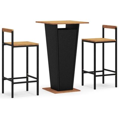vidaXL Gartenmöbel-Set - 3-teiliges Schwarz Poly Rattan & Massivholz vidaXL Gartenmöbel-Set - 3-teiliges Schwarz Poly Rattan & Massivholz