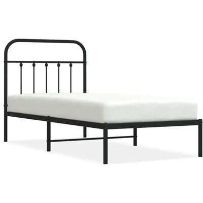 vidaXL Bettgestell - 90x190 cm Schwarzer Stahl mit Kopfteil vidaXL Bettgestell - 90x190 cm Schwarzer Stahl mit Kopfteil