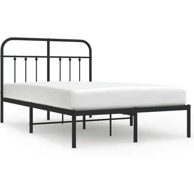 vidaXL Metallbettgestell 120x190cm - Schwarz - Mit Kopfteil vidaXL Metallbettgestell 120x190cm - Schwarz - Mit Kopfteil