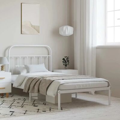 vidaXL Metallbett Gestell Weiß 100x190 cm - Bettart vidaXL Metallbett Gestell Weiß 100x190 cm - Bettart