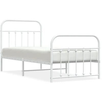 vidaXL Metallbett Gestell Weiß 90x200cm - Bettrahmen vidaXL Metallbett Gestell Weiß 90x200cm - Bettrahmen