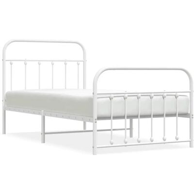 vidaXL Bettgestell - 100x190cm Weiß mit Kopf- und Fußteil - Schlafzimmermöbel vidaXL Bettgestell - 100x190cm Weiß mit Kopf- und Fußteil - Schlafzimmermöbel