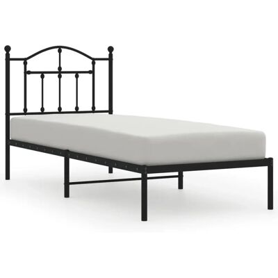vidaXL 353432 Schwarzes Metallbettgestell mit Kopfteil - Bettgestell vidaXL 353432 Schwarzes Metallbettgestell mit Kopfteil - Bettgestell