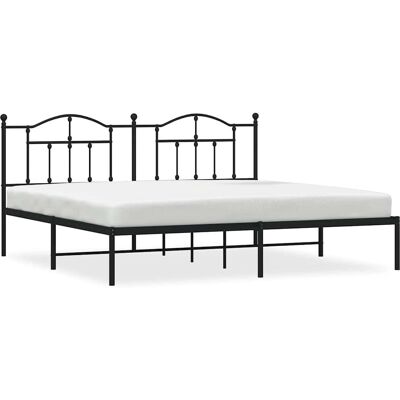 vidaXL Bettgestell - 193x203cm Schwarz mit Kopfteil - Bettart vidaXL Bettgestell - 193x203cm Schwarz mit Kopfteil - Bettart