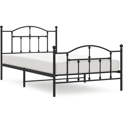 vidaXL Schwarzes Metallbettgestell - 107x203cm - Bettgestell mit Kopf- und Fußteil vidaXL Schwarzes Metallbettgestell - 107x203cm - Bettgestell mit Kopf- und Fußteil