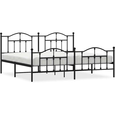 vidaXL Schwarzes Metallbettgestell 193x203 - Bettgestell vidaXL Schwarzes Metallbettgestell 193x203 - Bettgestell