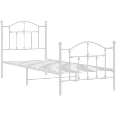 vidaXL Bed Frame - 90x190cm White with Headboard & Footboard vidaXL Bed Frame - 90x190cm White with Headboard & Footboard