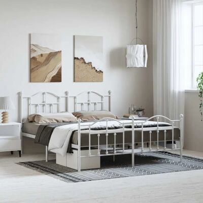 vidaXL Weißes Metallbett mit Kopf- und Fußteil - Bettart: Bettgestell - Farbe: Weiß - Größe: 183 x 213 cm vidaXL Weißes Metallbett mit Kopf- und Fußteil - Bettart: Bettgestell - Farbe: Weiß - Größe: 183 x 213 cm