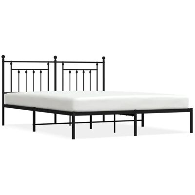 vidaXL Bettgestell - 160x200cm Schwarzer Stahl mit Kopfteil vidaXL Bettgestell - 160x200cm Schwarzer Stahl mit Kopfteil