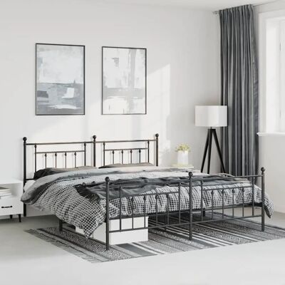 vidaXL metalen bedframe - 183x213cm - Zwart - Bedframe met hoofdbord en voetbord vidaXL metalen bedframe - 183x213cm - Zwart - Bedframe met hoofdbord en voetbord