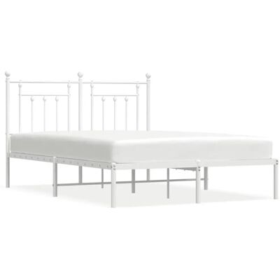 vidaXL Bettgestell - 150x200 cm, Weiß, mit Kopfteil - Bettart vidaXL Bettgestell - 150x200 cm, Weiß, mit Kopfteil - Bettart
