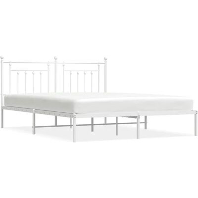 vidaXL Bettgestell - 183x213 cm, Weiß, Metall, Klassisches Design vidaXL Bettgestell - 183x213 cm, Weiß, Metall, Klassisches Design