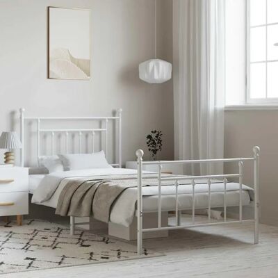 vidaXL metalen bedframe wit 100x190 cm - bed vidaXL metalen bedframe wit 100x190 cm - bed