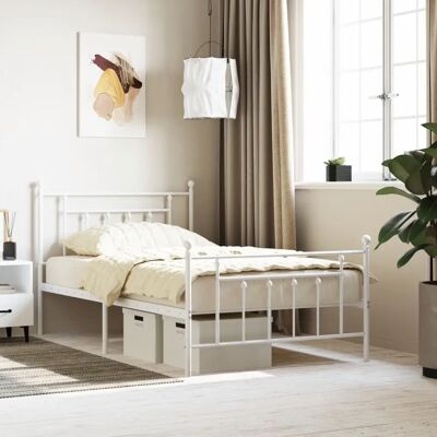 vidaXL Metallbett Weiß 100x200 - Bettart vidaXL Metallbett Weiß 100x200 - Bettart