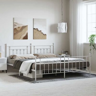 vidaXL Metallbett Weiß 193x203 cm - Bettgestell vidaXL Metallbett Weiß 193x203 cm - Bettgestell
