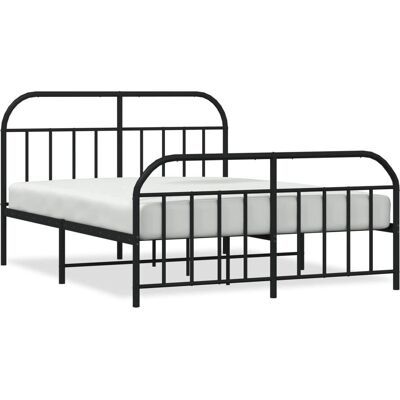 vidaXL Bettgestell - Metall, Schwarz, 183x213 cm, mit Kopf- & Fußteil vidaXL Bettgestell - Metall, Schwarz, 183x213 cm, mit Kopf- & Fußteil