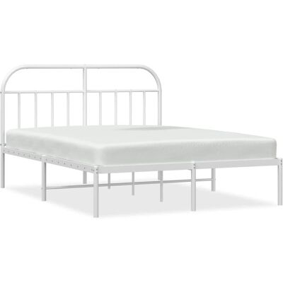 vidaXL Bettgestell mit Kopfteil - Metallbett 183x213cm - Weiß vidaXL Bettgestell mit Kopfteil - Metallbett 183x213cm - Weiß