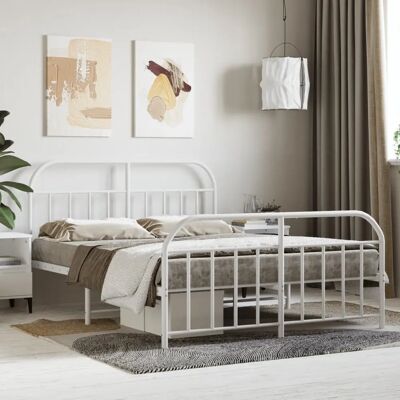 vidaXL Metallbett Weiß 135x190 - Bettgestell vidaXL Metallbett Weiß 135x190 - Bettgestell
