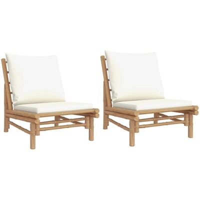 vidaXL Chaises de jardin - Bambou durable, coussins, 2 pcs - Publicité vidaXL Chaises de jardin - Bambou durable, coussins, 2 pcs - Publicité